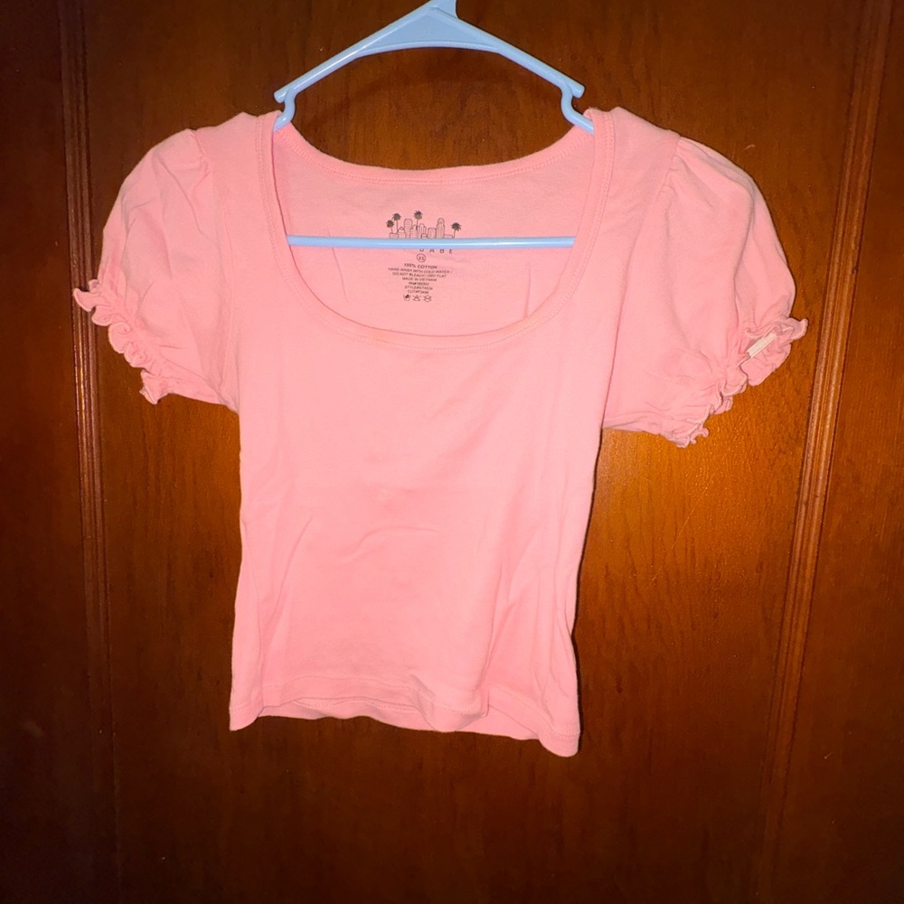 Pink Flutter Sleeve Fitted Blouse